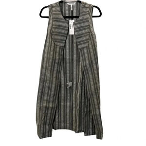 BCBGeneration Gray Stripe Open Longline Gray and White Vest Size Small NWT